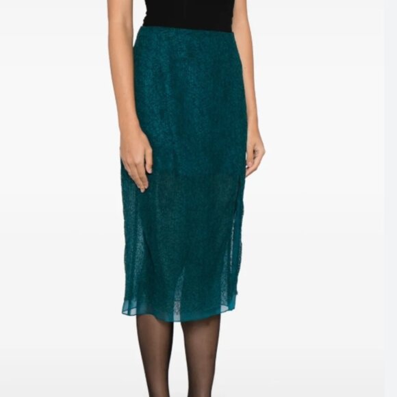 NWOT Jason Wu Collection Double-layered Turquoise Silk Midi Skirt S $1,935 - Picture 4 of 12